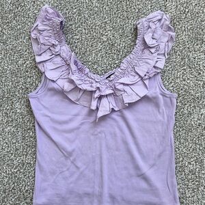 Express Purple Ruffled Tank Top